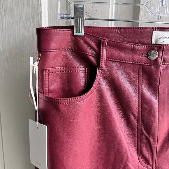 Aritzia Wilfred The Melina Ankle Vegan Leather Pants Garnet Red NWT - Picture 4 of 11